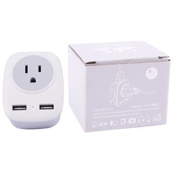 

European Plug Adapter with 2 USB, 4 In 1 International Travel Power Adapter European Plug Adapter (EU PLUG)