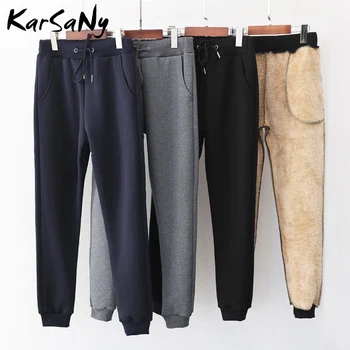 

Winter Warm Pants For Women Sweatpants Winter Black High Waist Velvet Trousers Joggers Warm Thick Fleece Sweatpants Women Pants