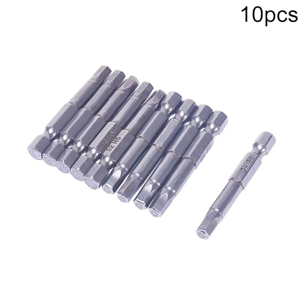 H5 Utoolmart 10 шт. 1/" Шестигранная отвертка бит шестигранный хвостовик шестигранный наконечник S2 стальные магнитные отвертки биты 50 мм для электроинструмента - Цвет: H5
