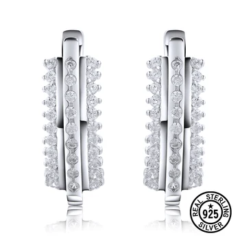 

DY 925 Sterling Silver Earring Created Cubic Zirconia Delicate Special Hoop Earring For Women Wedding Engagement Fashion Jewelry