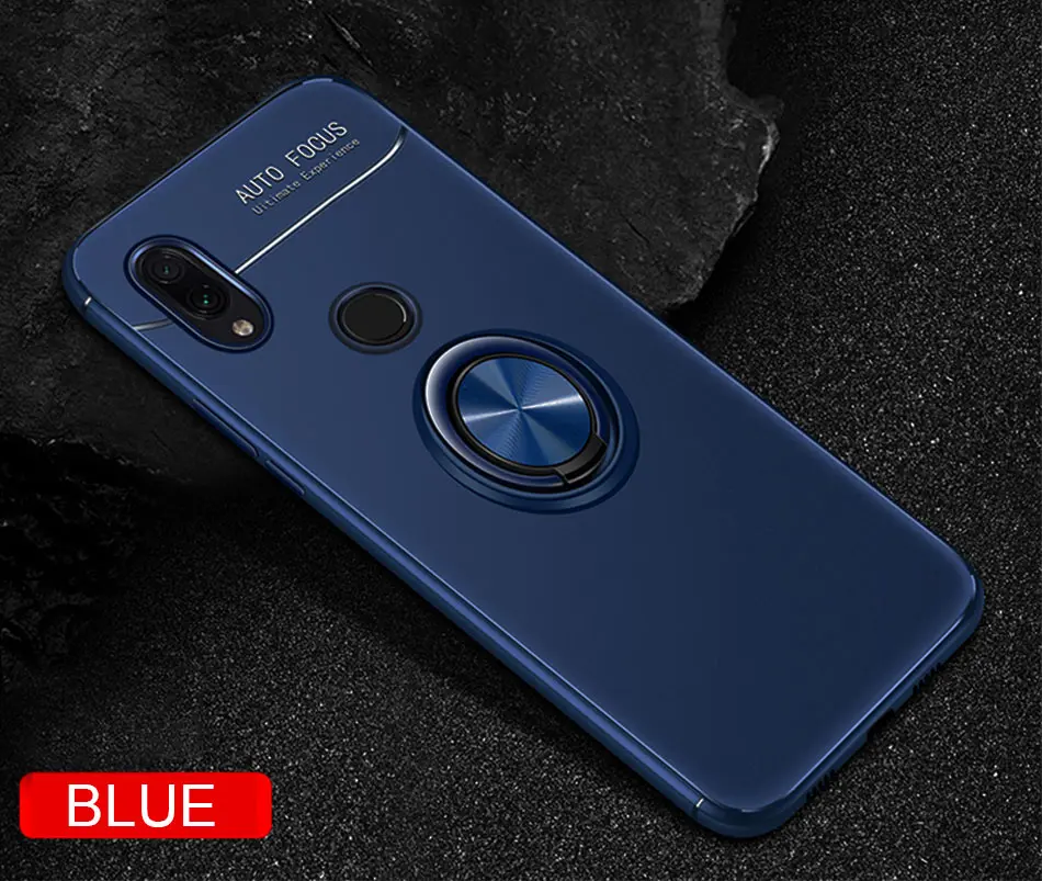 Blue Роскошный противоударный чехол Magentic для Redmi Note 8, 7, K20, 4X6, 5 Pro, силиконовый бампер, чехол для Redmi 7, 6, 8A, 7A, автомобильный держатель, чехол с кольцом - Цвет: Blue