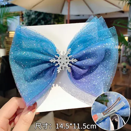 Big Bow Clip-2pcs Корейские Детские аксессуары для волос; 2 принцессы; заколка для маленьких девочек; большие рождественские заколки-бантики для волос для девочек - Цвет: Big Bow Clip-2pcs