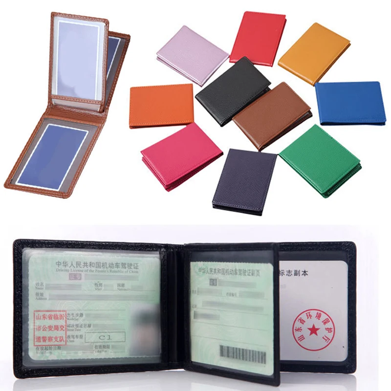 

Solid Color Cover for Car Driving Documents PU Driver License Holder Documents Business Folder Wallet Cover Business Card Holder