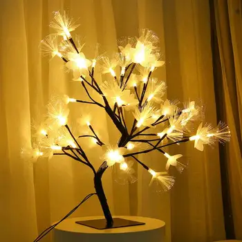 

220V EU Plug 48LED Night Light Black Fiber Flower Tree Table Lamp Home Wedding Party Room Decorative Desktop Light