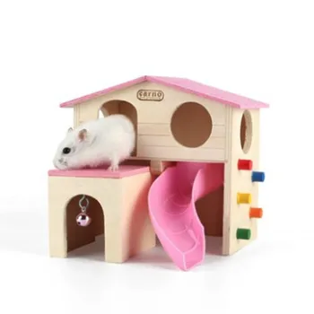 

Double layer multifunctional toy guinea pig squirrel gerbil hanging toy and warm cage hamster room with bell slide pet WY815