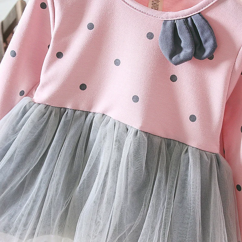 Платье для малышей осенне-Модная одежда для новорожденных, маленьких девочек 0-3 лет Милая Одежда для младенцев 1 год на день рождения платья для маленьких девочек HA054