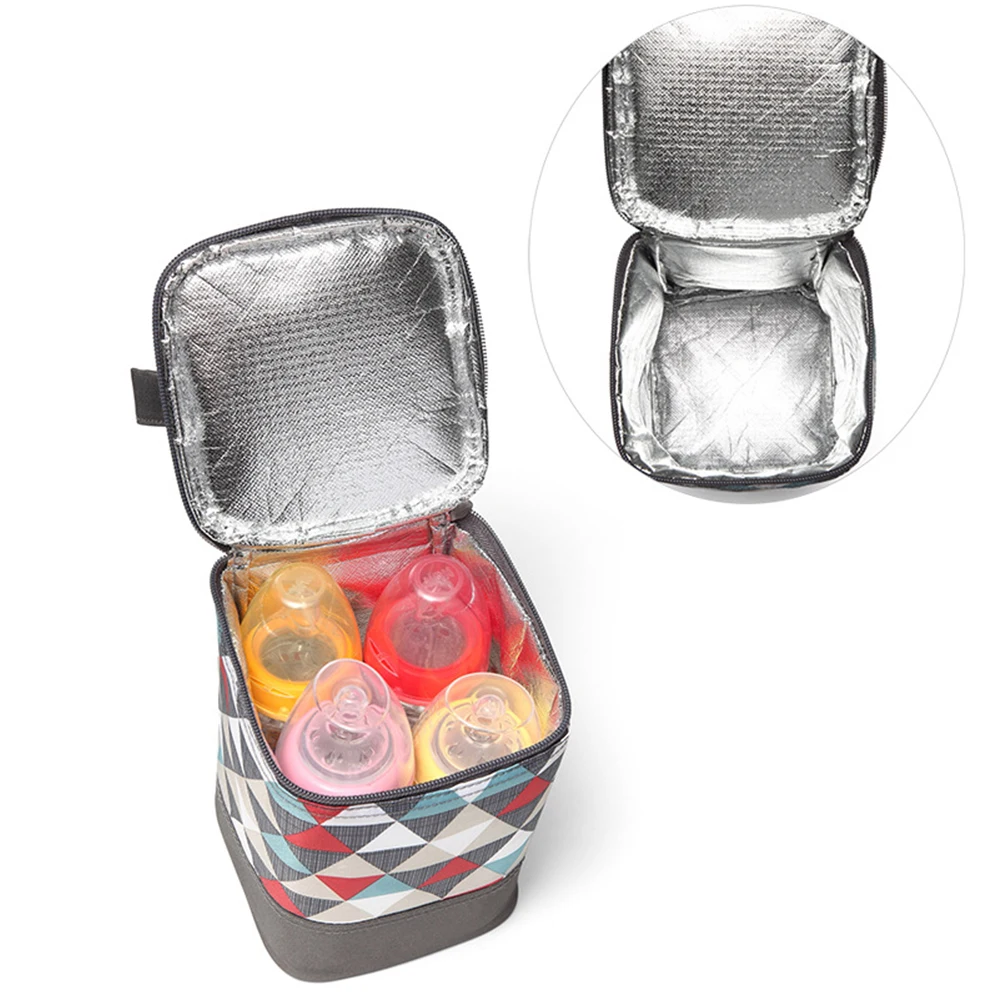 

Mummy Breastmilk Preservation Portable Warm Fashion Thermal Insulation Holding Tote Detachable Printed Cooler Baby Bottle Bag