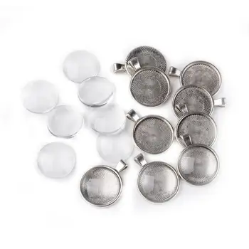 

1 Box 25mm Transparent Clear Domed Glass Cabochon Cover for Alloy Pendant Making