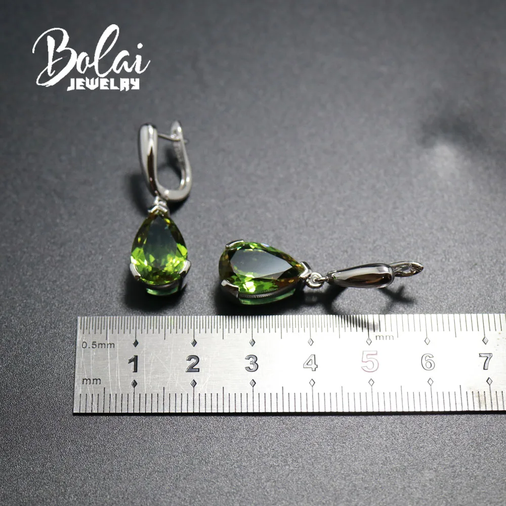 Bolaijewelry, серьги из зултанита, 925 пробы, серебро, ювелирные изделия, груша 10*15 мм, драгоценный камень, создан, цвет, изменить, элегантные для девочек, gif