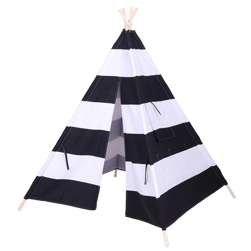 Large 100% cotton Canvas Original Teepee  Indian Play Tent  House Children Tipi Tent  with Small Coloured FlagsTent  (3)