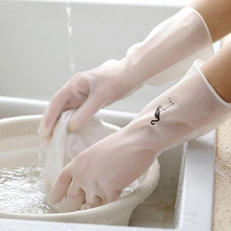 Kitchen Dish Washing Gloves Household Dish Washing Gloves Rubber Translucent Dishwashing Gloves Cleaning Housework Tool
