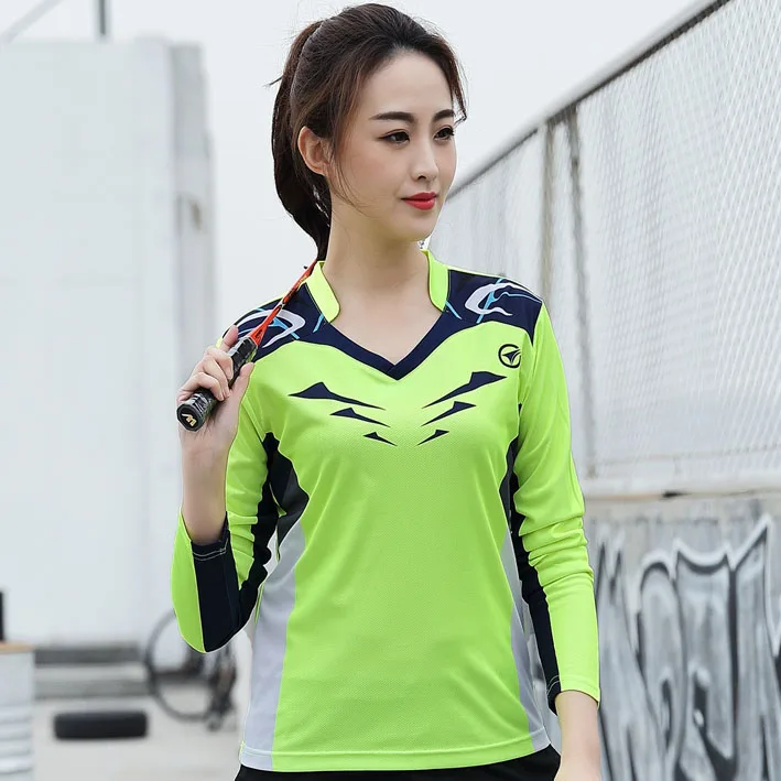 Girl Tennis TShirts Pants, Girls Long Sleeve Tennis Clothes Tracksuits, Women's Badminton T-Shirt, Female Table Tee Shirt