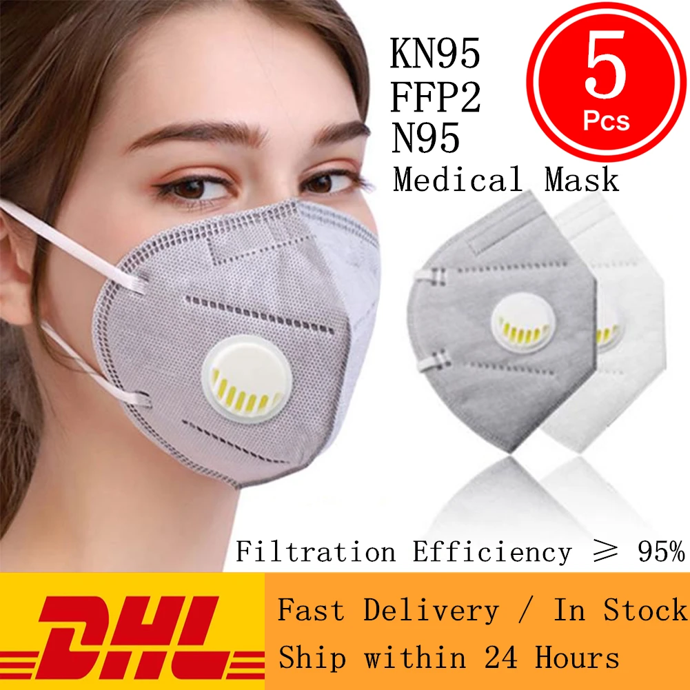

5pcs Ship Within 24H KN95 Mask N95 Prevent Safety Protective Mask Anti Dust Anti FFP2 FFP3 Dust Gas Mask
