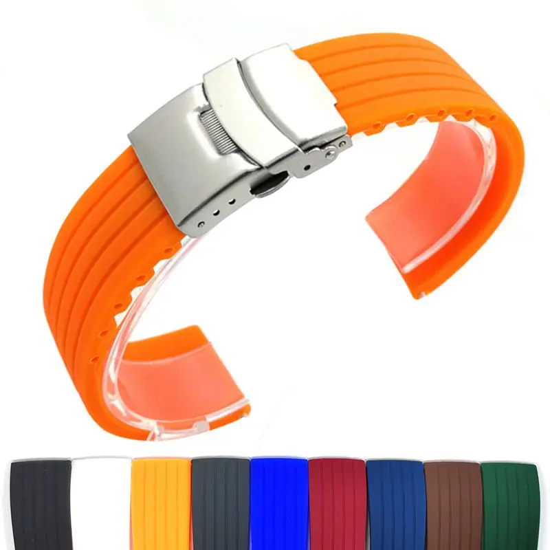 Silicone Watchband 18mm 20mm 22mm 24mm Waterproof Tire Pattern Replacment Strap for Men Sport Watch | Наручные часы