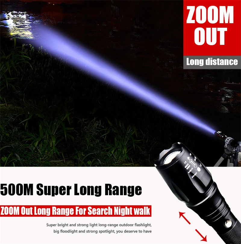 Lampe torche rechargeable haute luminosité, 90 000 lumens, projecteur LED super lumineux avec trépied et sortie USB, étanchéité IPX5, 4 modes, projecteur portable pour camping d'urgence