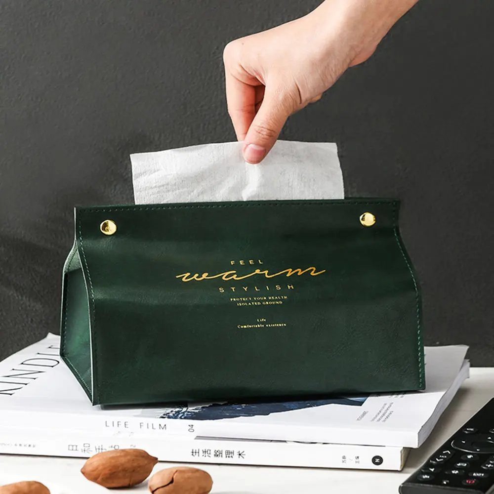 

Scandinavian PU Leather Tissue Box Desktop Paper Towel Storage Bag Multifunction Cosmetic Organizer Bag Chic Tissue Box