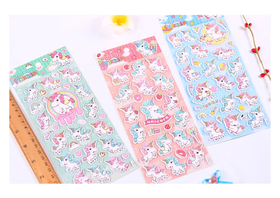 1pcs/lot Kawaii Stationery Stickers Unicorn foam Decorative Mobile Stickers Scrapbooking DIY Craft Stickers