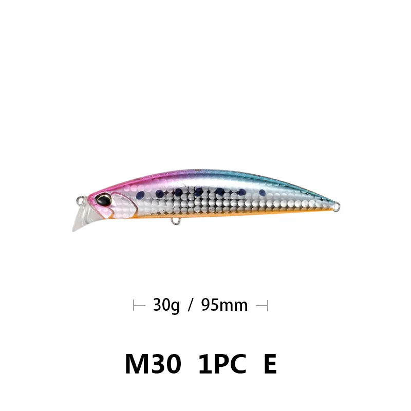 e Приманка для рыбалки Minnow 95 мм/30 г плавающая искусственная жесткая Приманка для окуня воблер, щука тали с тройным крюком - Цвет: e
