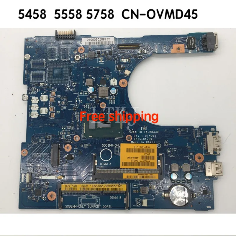 

CN-0VMD45 For DELL 5458 5558 5758 Motherboard AAL10 LA-B843P Mainboard 100%tested fully work