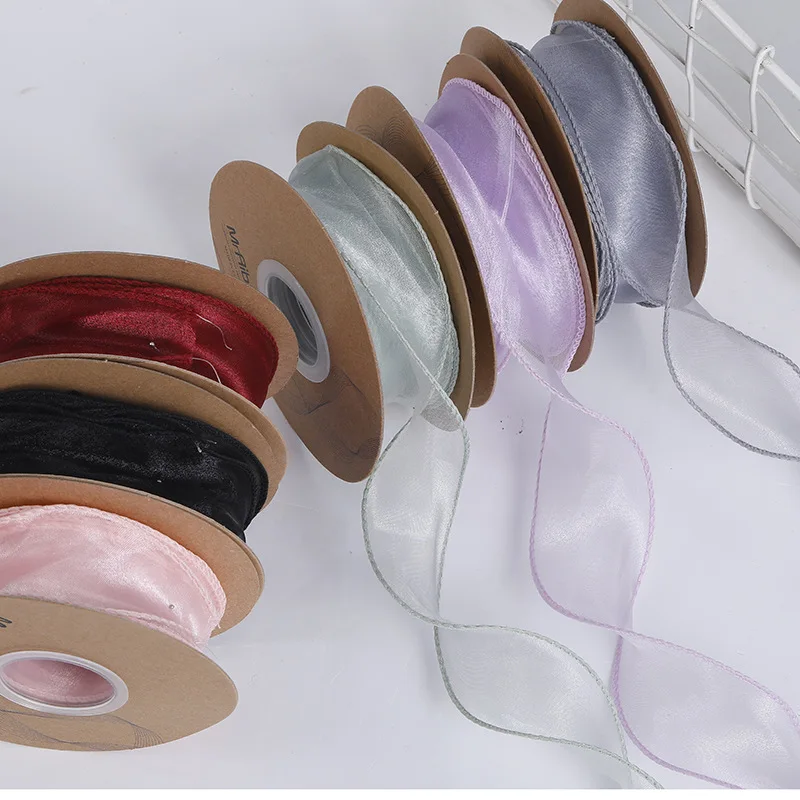 10 Yards Color Fishtail Yarn Ribbon Bouquet Packing Material Fresh Flowers Baking Overwrap Ribbon Wave Chiffon Yarn Gift Strap