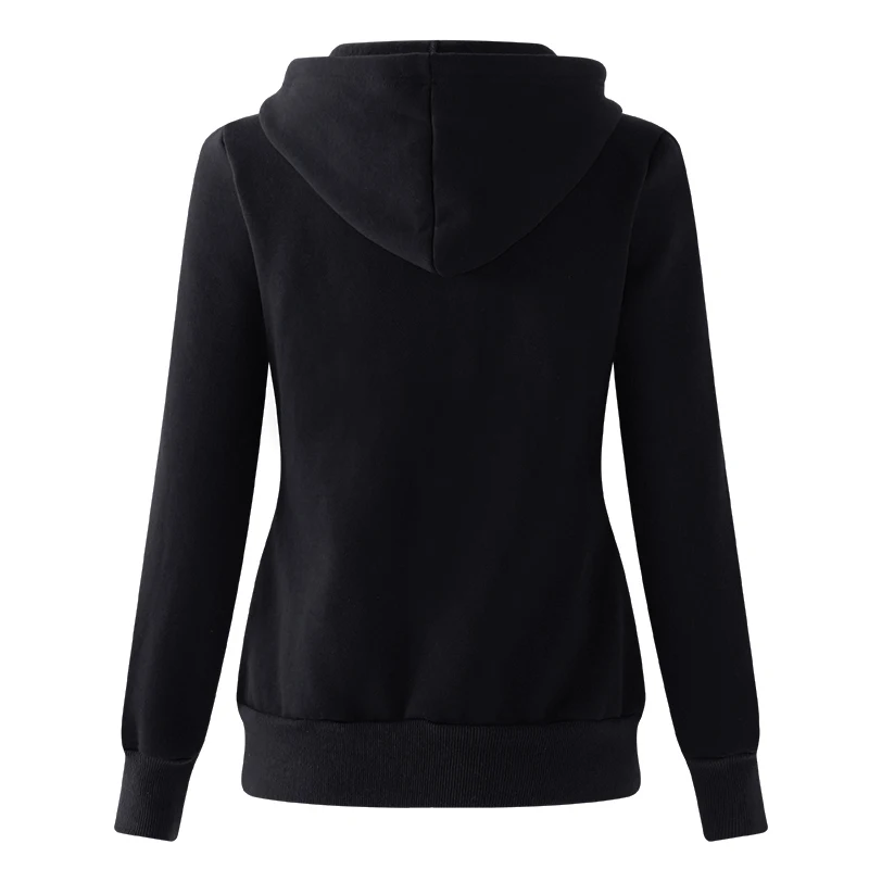 Женские толстовки, толстовка, Повседневная Уличная одежда с длинным рукавом, одноцветные свитшоты, свободные с капюшоном, на молнии, теплые толстовки, пальто размера плюс 5XL
