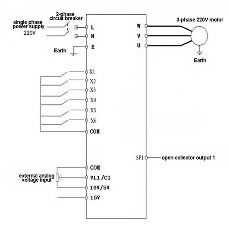 2.2KW 3HP 220V инвертор с переменной частотой с ЧПУ VFD VSD от одного до 3 фаз
