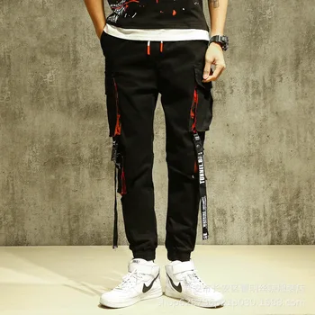 

Side Pockets Ribbon Buckles Cargo Harem Pants 2020 Hip Hop Casual Joggers Pants Streetwear Fashion Sweatpants Trousers