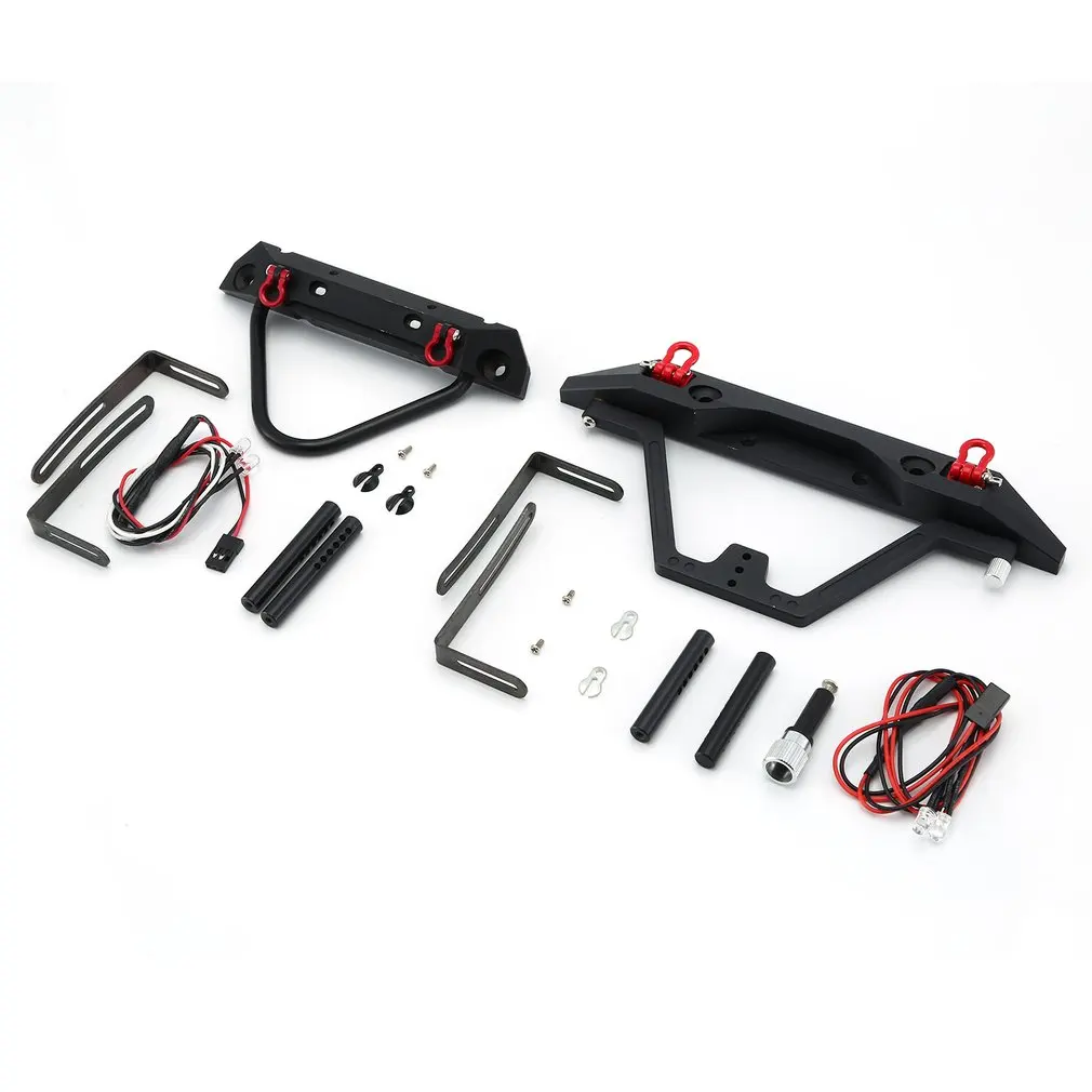

CNC Front & Rear Bumper Bull Bar With Spare Tire Carrier Shackles For Rock Crawler RC Truck SCX10 II For Jeep Wrangler