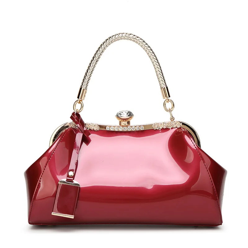 

WOMEN'S Bag 2018 New Style Large Diamond Europe And America Patent Leather Bright Surface Bag Bridal Bag Marriage Handbag Women'
