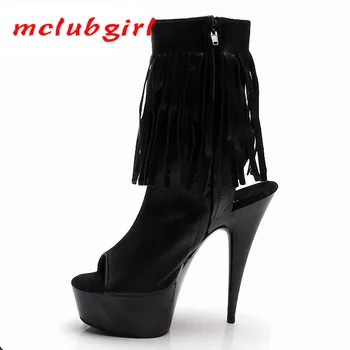 

Mgirlclub Sexy Sandals 15cm High-heeled Shoes, Slender-heeled Nightclubs, Gay Dance Low-barrel Boots, Large Size LYP
