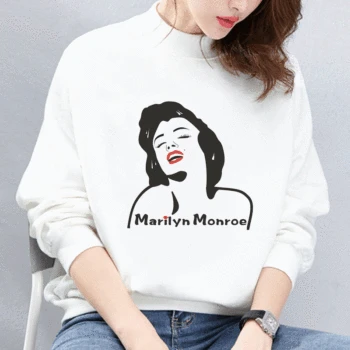 

Winter Korean Style Women Maria Monroe Print Kpop Sweatshirt Vintage Hoodie Streetwear Fashion Harajuku Hoody Plus Size Pullover