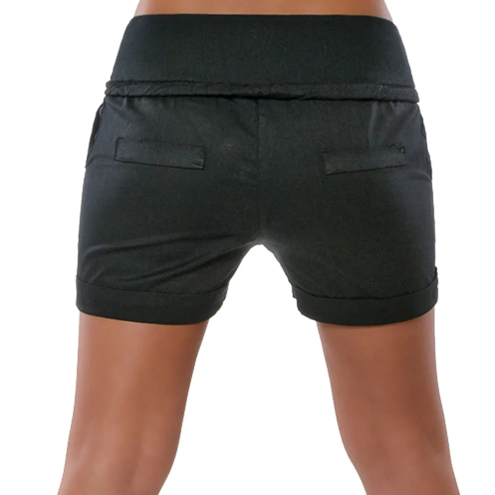 Летние женские повседневные однотонные обтягивающие брюки с завязками на талии облегающие шорты