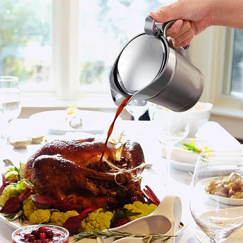 

Gravy Container Boats Pot Double-Layer Insulation Fruit Juice Dispenser Steak Juice Sauce Thermal Thermo Jug Sauce Pot Trumpet