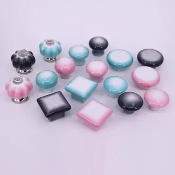 

LCH Ceramic Carton Knob Distressed Pink Instragram Green Children Room Handmade Cabinet Knobs Drawer Knobs for Kids/Children