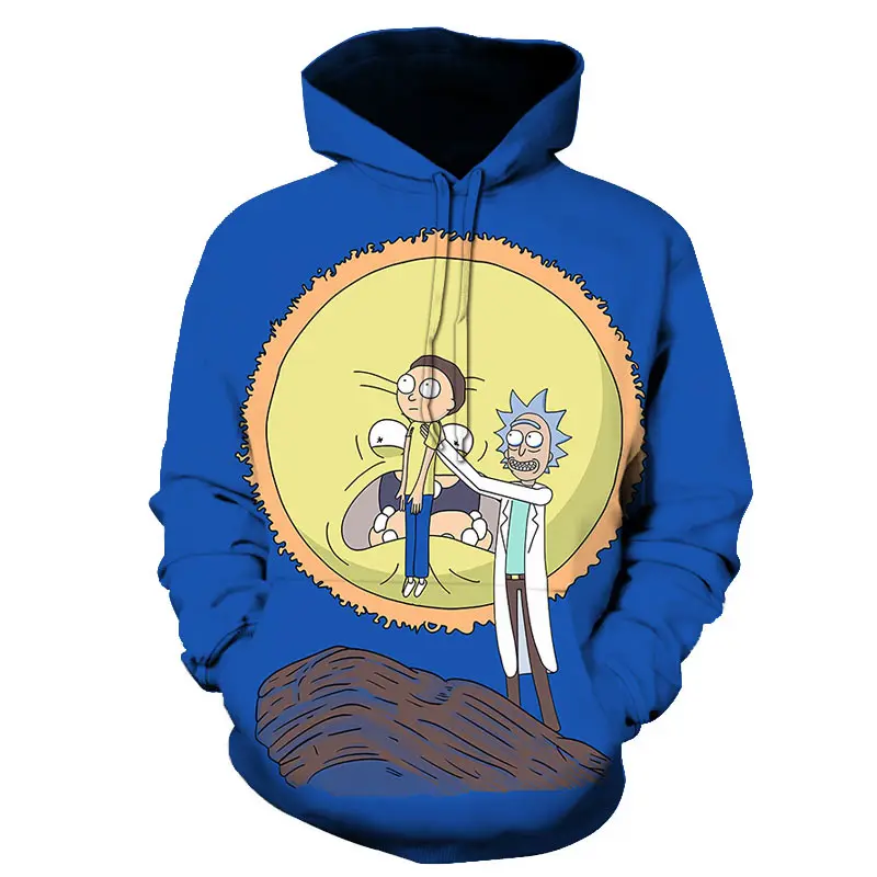 

2019 Men Fashion Casual Breathable Tops Hoodie Latest Men's Sweatshirt Rick Moti Printing 3D Print Men Fashion Hooded Sweatshir