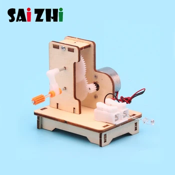

Saizhi 1Pcs Science Physical Experiment Small Invention Education Toys DIY Hand Crank Generator Model Children Learning Toy
