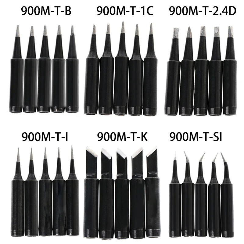 900M-T Copper Lead Free Soldering Iron Tips SI/I/B/K/2.4D/1C Welding Head Saike 936 852d 909D Soldering Station 5Pcs