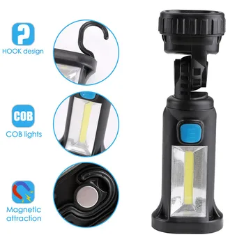 

COB XPE LED Work Light １０００ｍＡｈ Rechargeable Hunting Flashlight Torch 360° Inspection Lamp Red Emergency Flashing Light Powerbank