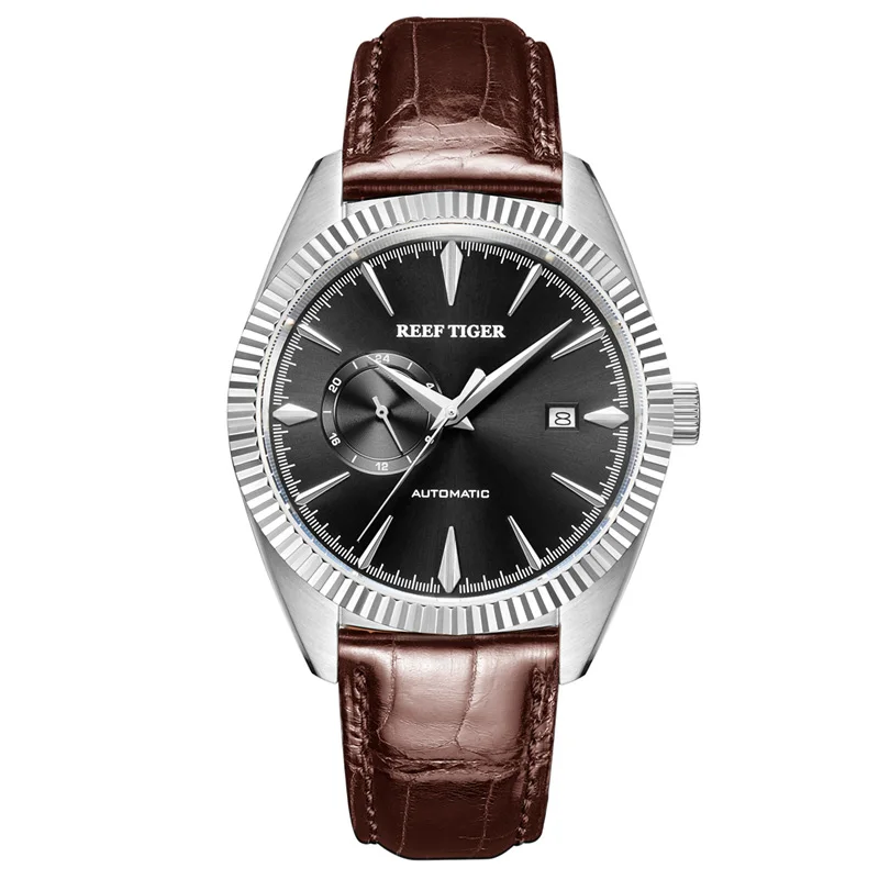 Специальная цена REEF TIGER/RT автоматические часы для мужчин Топ бренд класса люкс водонепроницаемые наручные часы с кожаным ремешком Relogio Masculino+ коробка - Цвет: 4