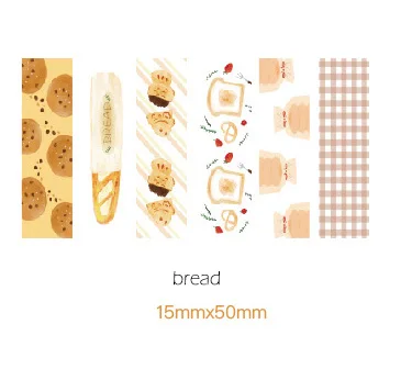 bread 15mmX50mm 1 упаковка Kawaii Милая Цветочная сетка в полоску лук маркер стикер карточки для планировщика дневник канцелярские принадлежности пуля журнал sl2121 - Цвет: bread 15mmX50mm