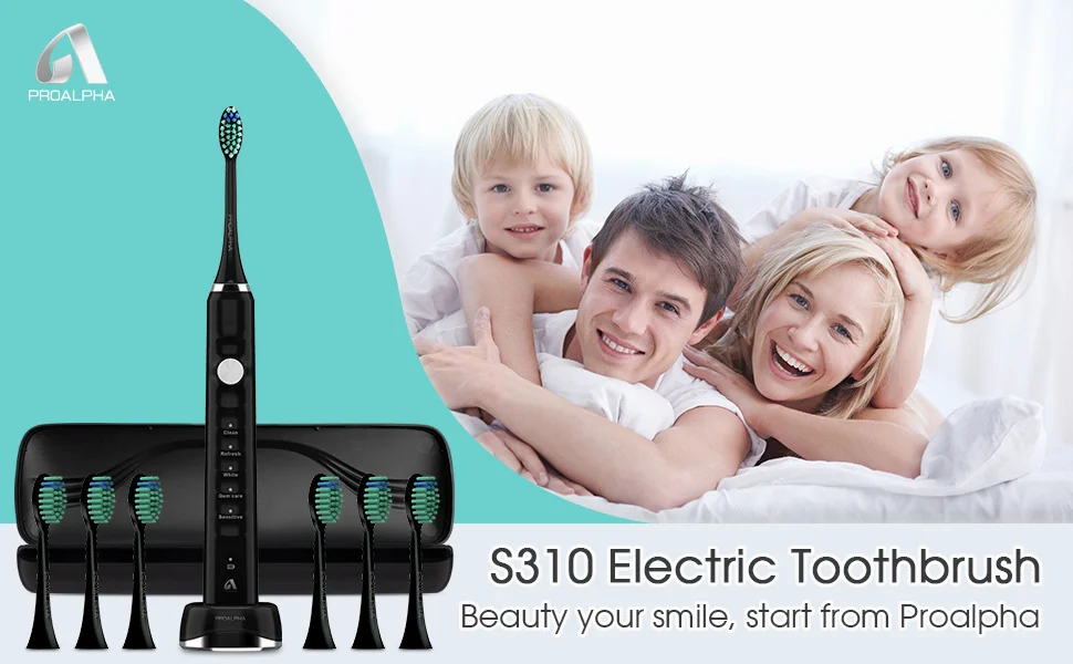 Sonic Electric Toothbrushes for travel Proalpha with Timer 5 Modes waterproof Rechargeable Whitening Adults Tooth brush with box