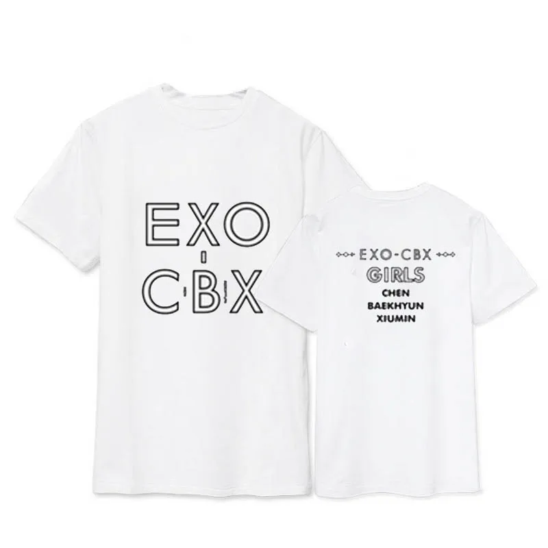 Kpop EXO CBX/футболки для девочек с альбомом BAEKHYUN XIUMIN K-POP Повседневная футболка Топы с короткими рукавами, футболка DX443