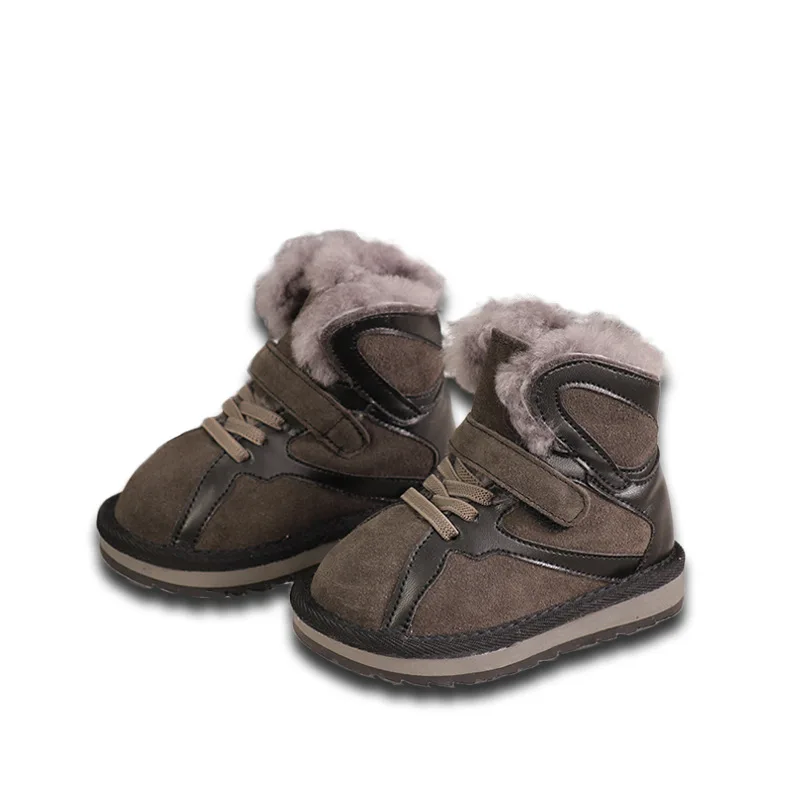 Новые зимние корейские ботинки для девочек, детские повседневные зимние ботинки, обувь из натуральной кожи и хлопка для мальчиков