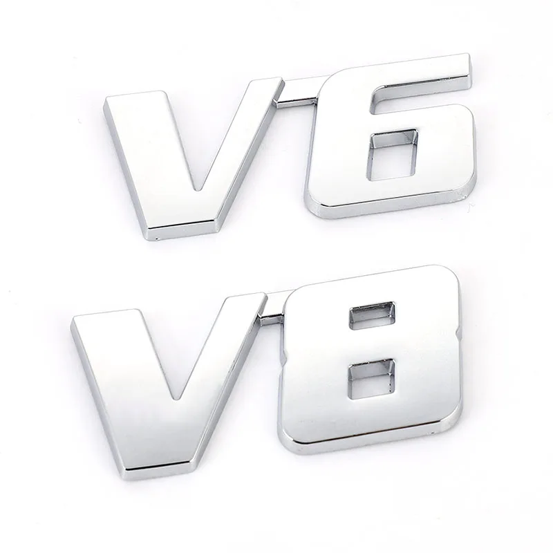 3D Metal V6 V8 Car Stickers Emblem Badge Decal for BMW Audi Ford Focus Honda Toyota Suzuki Skoda KIA Nissan Mercedes Lexus Volvo |