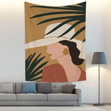 

Nordic Color Character illustration Tapestries Fashion Painting Printed Wall Art Carpets Bohemia Girls Home Decor Polyester