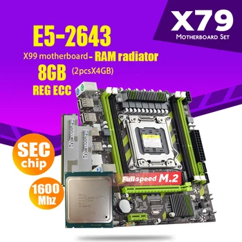 

X79G X79 motherboard set with LGA2011 combos Xeon E5 2643 CPU 2pcs x 4GB = 8GB memory DDR3 RAM radiator PC3 12800R 1600Mhz