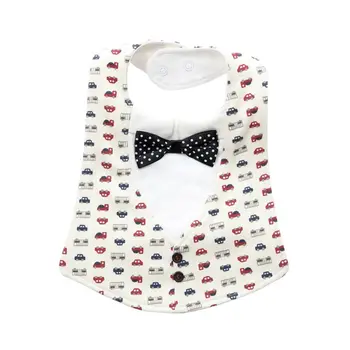 

4-layer Waterproof Baby Bibs 3D Bow Tie Shape Adjustable Snap Saliva Towel Gifts QX2D