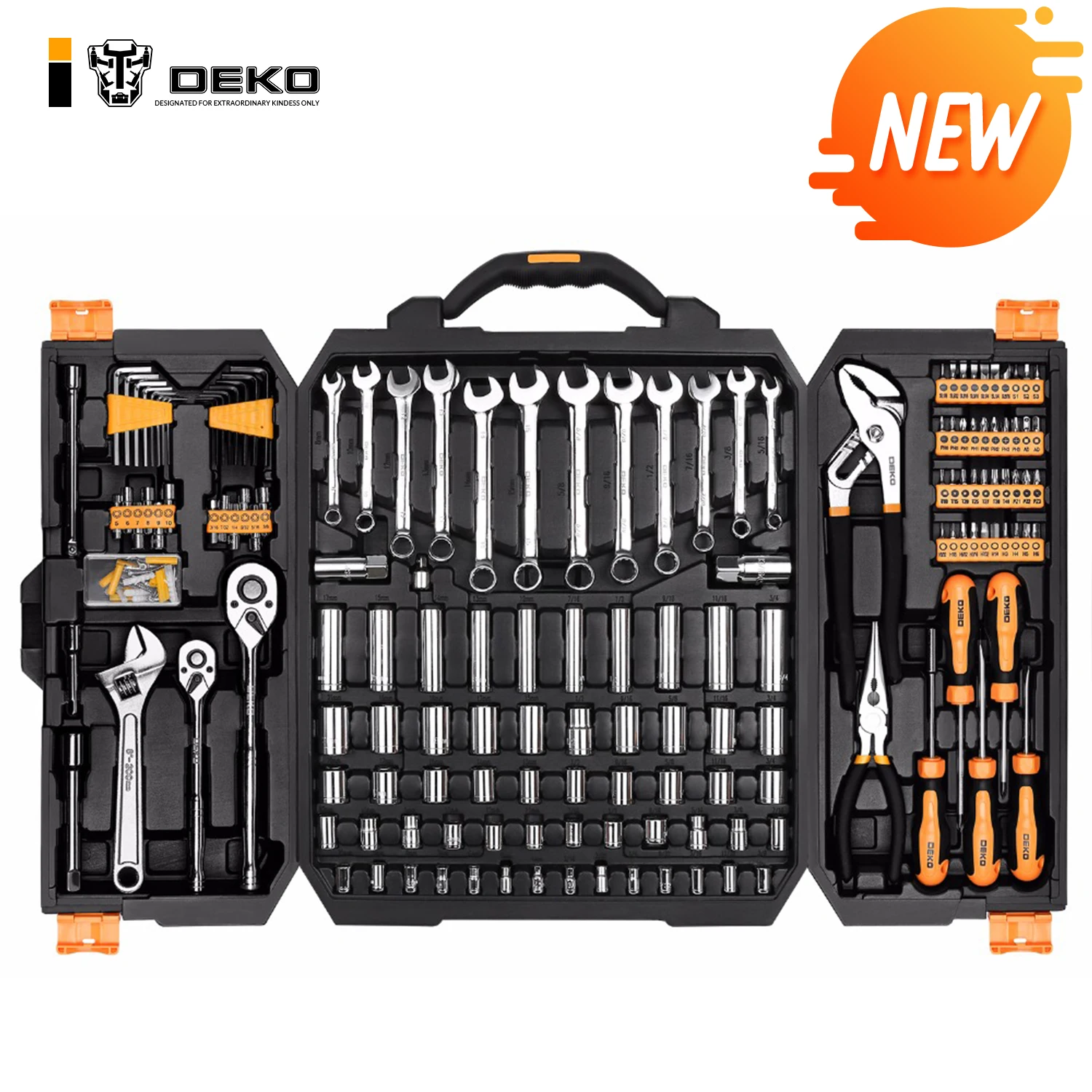 

DEKO 192 Pcs Professional Car Repair Tool Set Auto Ratchet Spanner Screwdriver Socket Mechanics Tools Kit W/ Blow-Molding Box