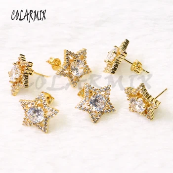 

6Pairs Tiny Star Zircon stud earrings star shape crystal earrings Gift for lady Crystal earrings wholesale earring 50779