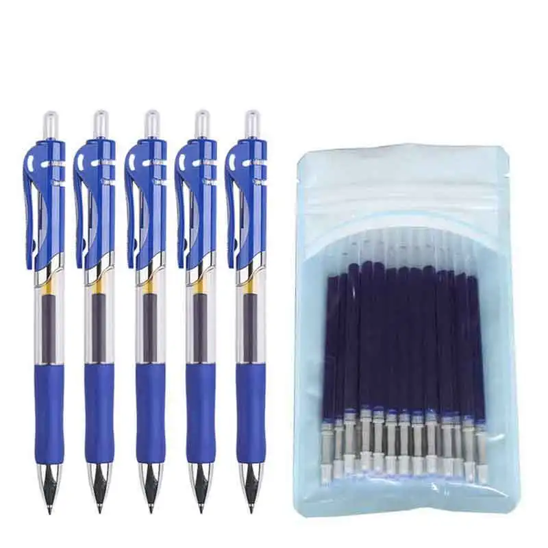 Bolígrafo de Gel retráctil 0,5mm negro/rojo/azul de gran capacidad Punto de bola pluma con mango reemplazable recambios varilla de la Oficina de la escuela suministros